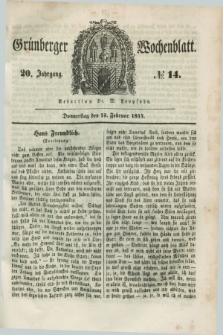 Gruenberger Wochenblatt. Jg.20, №. 14 (15 Februar 1844) + dod.