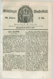 Gruenberger Wochenblatt. Jg.20, №. 15 (19 Februar 1844)