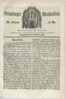 Gruenberger Wochenblatt. Jg.20, №. 18 (29 Februar 1844)