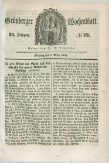 Gruenberger Wochenblatt. Jg.20, №. 19 (4 März 1844) + dod.