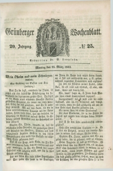 Gruenberger Wochenblatt. Jg.20, №. 25 (25 März 1844) + dod.