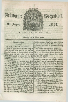 Gruenberger Wochenblatt. Jg.20, №. 27 (1 April 1844)