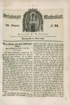 Gruenberger Wochenblatt. Jg.20, №. 31 (15 April 1844)