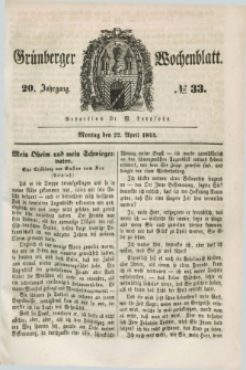 Gruenberger Wochenblatt. Jg.20, №. 33 (22 April 1844)