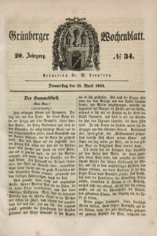 Gruenberger Wochenblatt. Jg.20, №. 34 (25 April 1844)