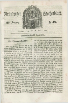 Gruenberger Wochenblatt. Jg.20, №. 48 (13 Juni 1844)
