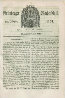 Gruenberger Wochenblatt. Jg.20, №. 57 (15 Juli 1844)