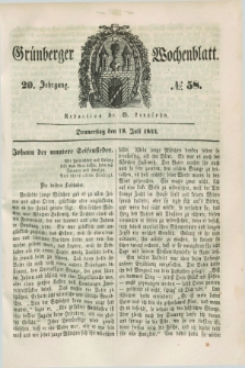 Gruenberger Wochenblatt. Jg.20, №. 58 (18 Juli 1844)