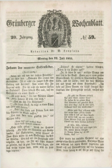 Gruenberger Wochenblatt. Jg.20, №. 59 (22 Juli 1844)