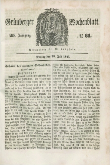 Gruenberger Wochenblatt. Jg.20, №. 61 (29 Juli 1844)