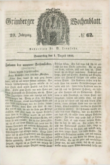 Gruenberger Wochenblatt. Jg.20, №. 62 (1 August 1844) + dod.