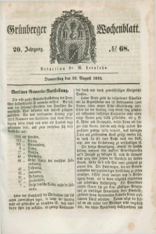 Gruenberger Wochenblatt. Jg.20, №. 68 (22 August 1844) + dod.