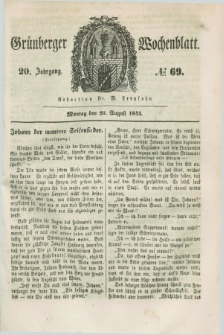 Gruenberger Wochenblatt. Jg.20, №. 69 (26 August 1844)