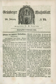 Gruenberger Wochenblatt. Jg.20, №. 73 (9 September 1844)