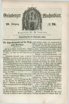 Gruenberger Wochenblatt. Jg.20, №. 76 (19 September 1844)