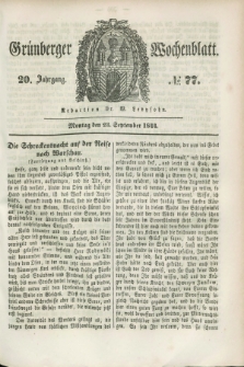 Gruenberger Wochenblatt. Jg.20, №. 77 (23 September 1844)