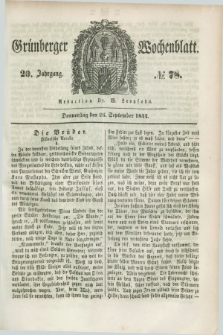 Gruenberger Wochenblatt. Jg.20, №. 78 (26 September 1844) + dod.