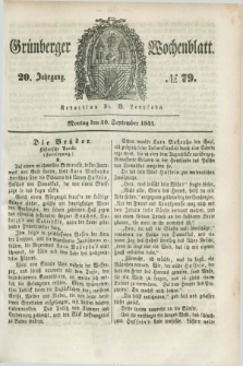 Gruenberger Wochenblatt. Jg.20, №. 79 (30 September 1844) + dod.