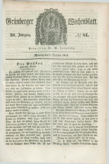 Gruenberger Wochenblatt. Jg.20, №. 81 (7 October 1844)