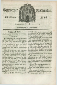 Gruenberger Wochenblatt. Jg.20, №. 84 (17 October 1844) + dod.