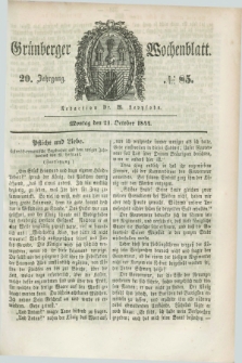 Gruenberger Wochenblatt. Jg.20, №. 85 (21 October 1844)