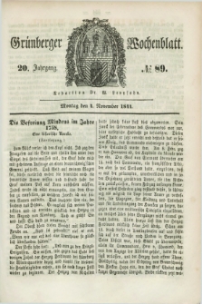 Gruenberger Wochenblatt. Jg.20, №. 89 (4 November 1844)