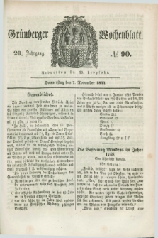 Gruenberger Wochenblatt. Jg.20, №. 90 (7 November 1844) + dod.