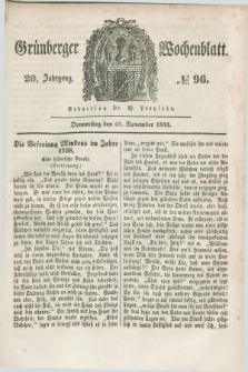 Gruenberger Wochenblatt. Jg.20, №. 96 (28 November 1844) + dod.