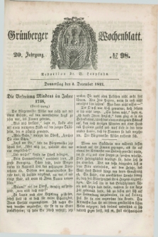 Gruenberger Wochenblatt. Jg.20, №. 98 (5 December 1844)