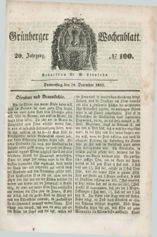 Gruenberger Wochenblatt. Jg.20, №. 100 (12 December 1844)