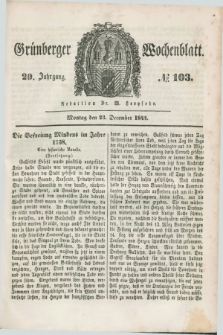 Gruenberger Wochenblatt. Jg.20, №. 103 (23 December 1844) + dod.