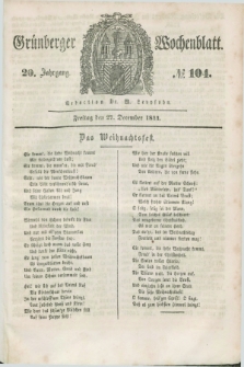 Gruenberger Wochenblatt. Jg.20, №. 104 (27 December 1844)