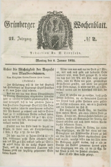 Gruenberger Wochenblatt. Jg.21, №. 2 (6 Januar 1845) + dod.