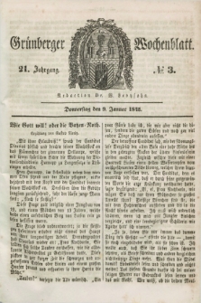 Gruenberger Wochenblatt. Jg.21, №. 3 (9 Januar 1845)