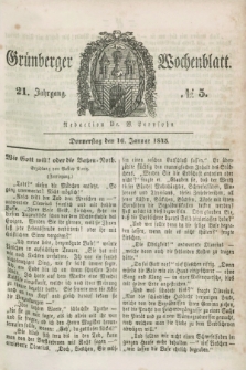 Gruenberger Wochenblatt. Jg.21, №. 5 (16 Januar 1845)