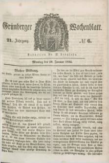 Gruenberger Wochenblatt. Jg.21, №. 6 (20 Januar 1845)
