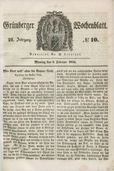 Gruenberger Wochenblatt. Jg.21, №. 10 (3 Februar 1845) + dod.