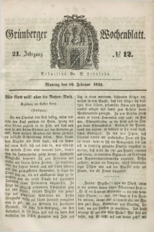 Gruenberger Wochenblatt. Jg.21, №. 12 (10 Februar 1845)