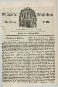 Gruenberger Wochenblatt. Jg.21, №. 16 (24 Februar 1845)