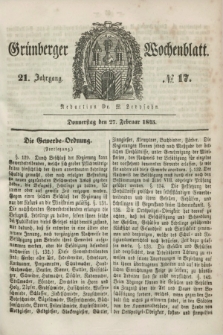 Gruenberger Wochenblatt. Jg.21, №. 17 (27 Februar 1845)