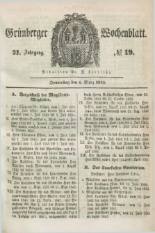 Gruenberger Wochenblatt. Jg.21, №. 19 (6 März 1845) + dod.
