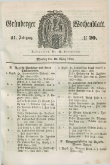 Gruenberger Wochenblatt. Jg.21, №. 20 (10 März 1845)