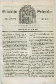 Gruenberger Wochenblatt. Jg.21, №. 21 (13 März 1845) + dod.