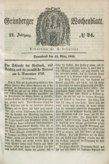 Gruenberger Wochenblatt. Jg.21, №. 24 (22 März 1845)