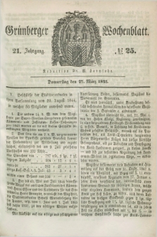 Gruenberger Wochenblatt. Jg.21, №. 25 (27 März 1845) + dod.
