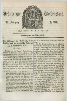 Gruenberger Wochenblatt. Jg.21, №. 26 (31 März 1845)