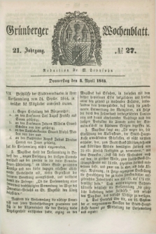 Gruenberger Wochenblatt. Jg.21, №. 27 (3 April 1845) + dod.