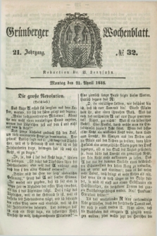 Gruenberger Wochenblatt. Jg.21, №. 32 (21 April 1845) + dod.