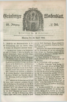 Gruenberger Wochenblatt. Jg.21, №. 34 (28 April 1845) + dod.