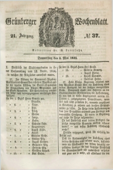 Gruenberger Wochenblatt. Jg.21, №. 37 (8 Mai 1845) + dod.